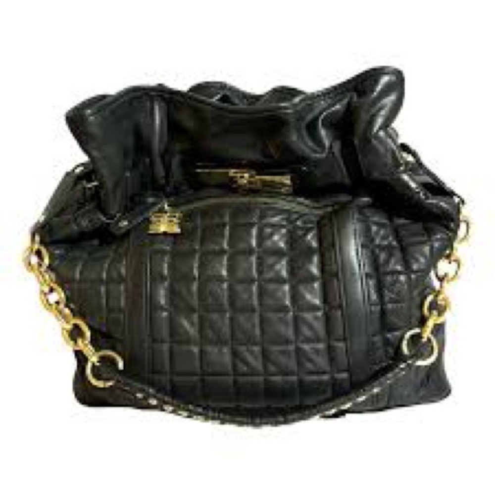 BCBG MaxAzria - Black Quilted hobo bucket bag with Snap Buckle
